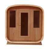 Aleko Outdoor Rustic Cedar Barrel Steam Rounded Square Sauna with Bitumen Shingle Roofing - 4 Person - 4.5 kW ETL Certified Heater 