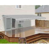 Aleko Retractable Patio Awning 10X8 Feet Grey And White Striped Aw10X8Greywht-Ap Retractable Awnings 10 X 8 Ft.