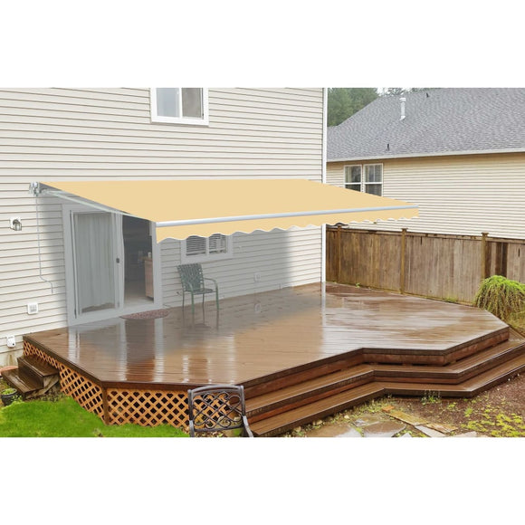 Aleko Retractable Patio Awning 10X8 Feet Ivory Aw10X8Ivory29-Ap Retractable Awnings 10 X 8 Ft.