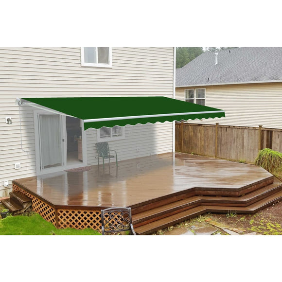 Aleko Retractable Patio Awning -12X10 Feet Green Aw12X10Green39-Ap Retractable Awnings 12 X 10 Ft