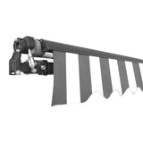 Aleko Retractable Patio Awning 12x10 Feet Grey and White Striped AW12X10GREYWHT-AP Retractable Awnings 12 x 10 Ft