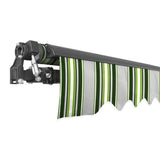 Aleko Retractable Patio Awning 12x10 Feet Multi Striped Green AW12X10MSTRGR58-AP Retractable Awnings 12 x 10 Ft