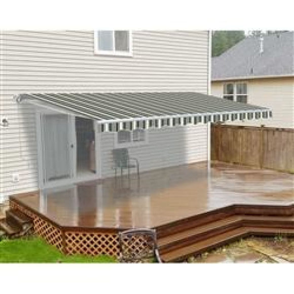 Aleko Retractable Patio Awning 12X10 Feet Multi Striped Green Aw12X10Mstrgr58-Ap Retractable Awnings 12 X 10 Ft