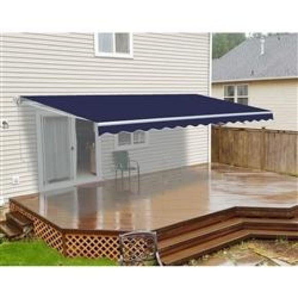 Aleko Retractable Patio Awning 13X10 Feet Blue Aw13X10Blue30-Ap Retractable Awnings 13 X 10 Ft