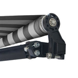 Aleko Retractable Patio Awning 13x10 Feet Grey and White Striped AW13X10GREYWHT-AP Retractable Awnings 13 x 10 Ft
