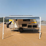Aleko Retractable RV/Patio Awning 10 x 8 Feet Blue Striped RVAW10X8BLSTR32-AP RV Awnings Non Motorized 10 x 8 Ft