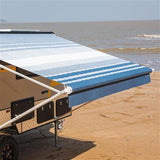 Aleko Retractable RV/Patio Awning 10 x 8 Feet Blue Striped RVAW10X8BLSTR32-AP RV Awnings Non Motorized 10 x 8 Ft