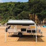 Aleko Retractable RV/Patio Awning 12 x 8 Feet Black Striped RVAW12X8BLKST33-AP RV Awnings Non Motorized 12 x 8 Ft