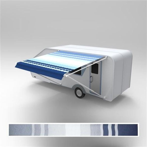 Aleko Retractable RV/Patio Awning 12 x 8 Feet Blue Striped RVAW12X8BLSTR32-AP RV Awnings Non Motorized 12 x 8 Ft