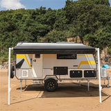 Aleko Retractable RV/Patio Awning 12 x 8 Feet White/Black Fade RVAW12X8BLK11-AP RV Awnings Non Motorized 12 x 8 Ft