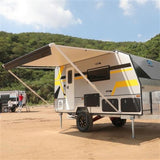 Aleko Retractable RV/Patio Awning 13 x 8 Feet White/Black Fade RVAW13X8BLK11-AP RV Awnings Non Motorized 13 x 8 Ft