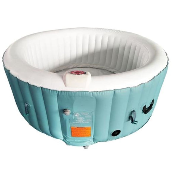 Aleko Round Inflatable Hot Tub Spa With Cover 4 Person 210 Gallon Light Blue and White HTIR4GRW-AP Hot Tubs