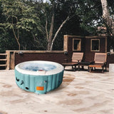 Aleko Round Inflatable Hot Tub Spa With Cover 4 Person 210 Gallon Light Blue and White HTIR4GRW-AP Hot Tubs