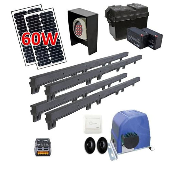 Aleko Sliding Gate Opener AR900 Solar Kit 60W AR900FULL-AP Gear Driven Sliding Gate Openers
