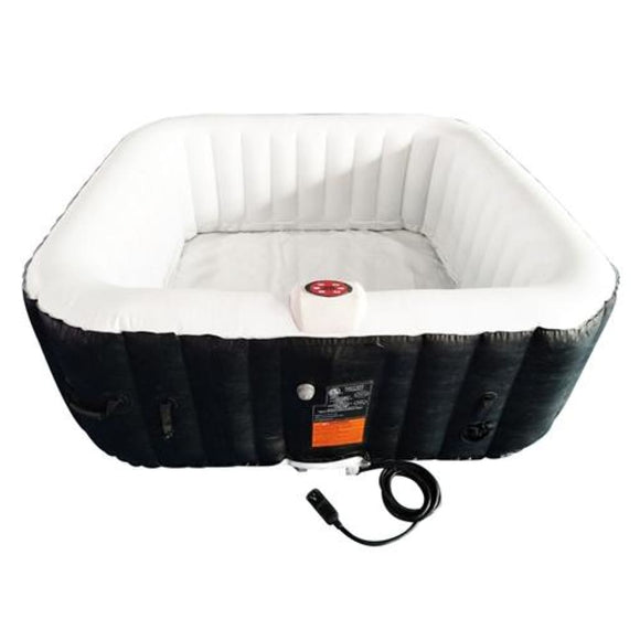 Aleko Square Inflatable Hot Tub Spa With Cover 4 Person 160 Gallon Black and White HTISQ4BKWH-AP Hot Tubs