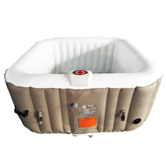 Aleko Square Inflatable Hot Tub Spa With Cover 4 Person 160 Gallon Brown HTISQ4BR-AP Hot Tubs