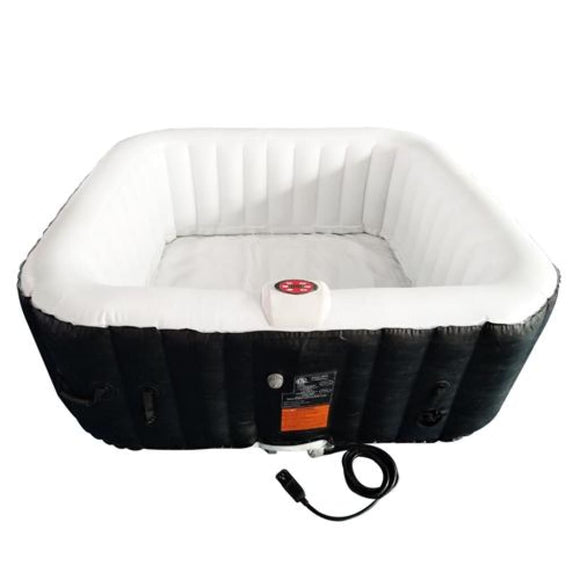 Aleko Square Inflatable Hot Tub Spa With Cover 6 Person 250 Gallon Black and White HTISQ6BKWH-AP Hot Tubs