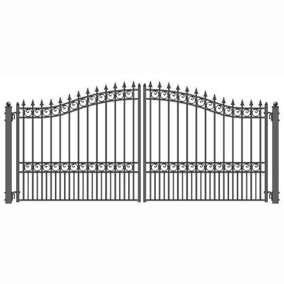 Aleko Steel Dual Swing Driveway Gate London Style 12 X 6 Ft Dg12Lond-Ap Dual Swing Driveway Gates