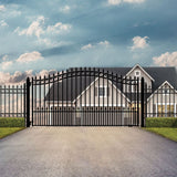 Aleko Steel Single Swing Driveway Gate Prague Style 12 x 6 ft DG12PRASSW-AP Single Swing Driveway Gates