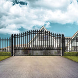 Aleko Steel Single Swing Driveway Gate St.Petersburg Style 14 x 6 ft DG14SPTSSW-AP Single Swing Driveway Gates